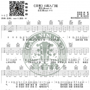 杨宗纬《洋葱》吉他谱C调入门版 猴哥吉他教学 高音教编配