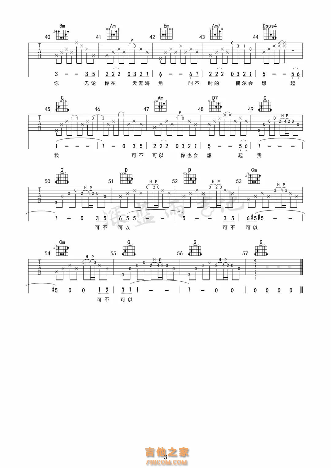 把悲伤留给自己吉他谱 陈升 C调超原版编配_音伴