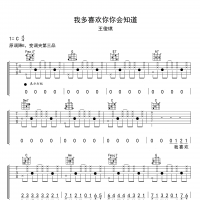 王俊琪《我多喜欢你你会知道》C调吉他谱 高清无码