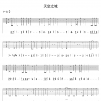 入门指弹吉他《天空之城》指弹吉他谱G调 高清无码