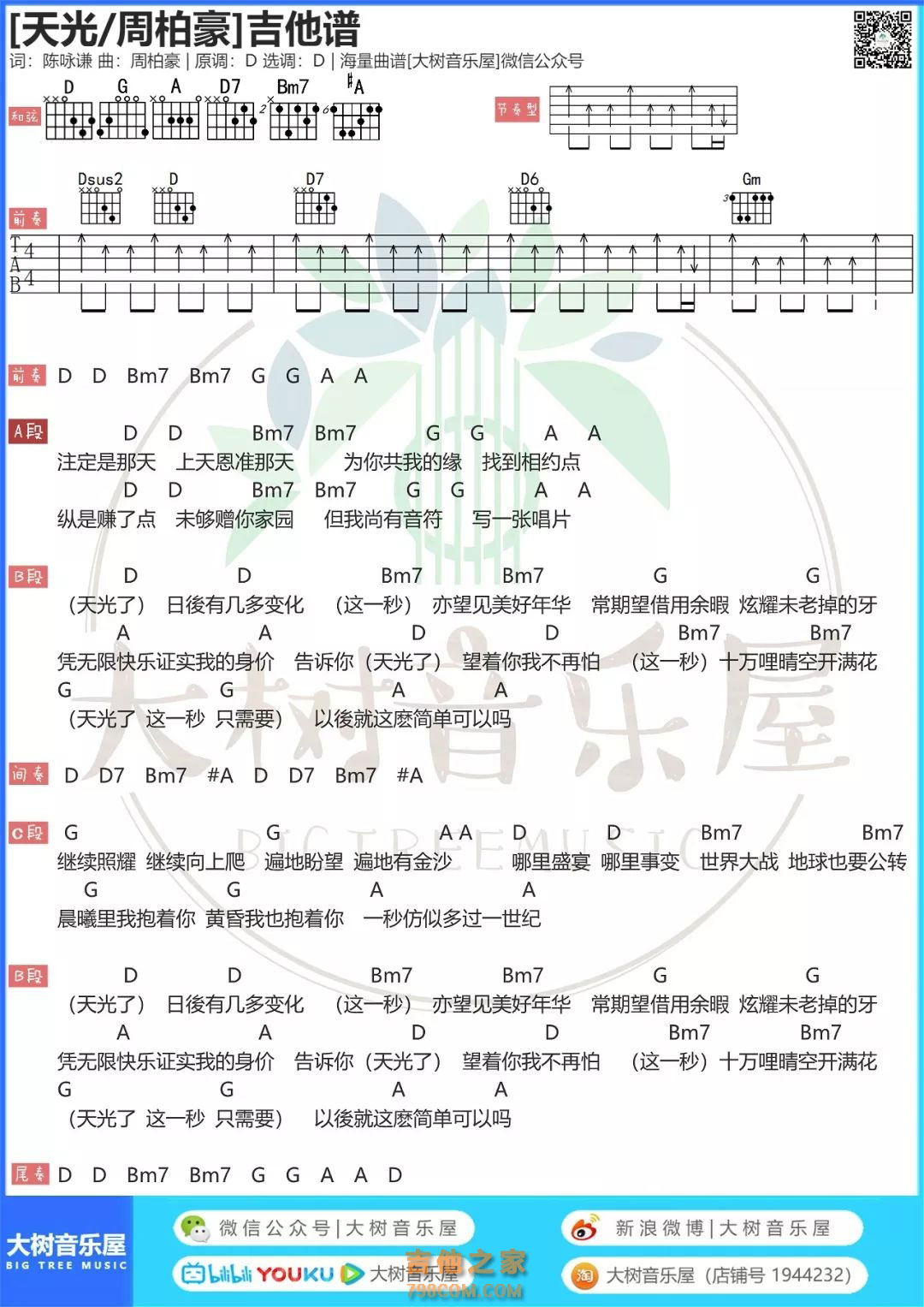 傻小子吉他谱_周柏豪_C调弹唱76%专辑版 - 吉他世界