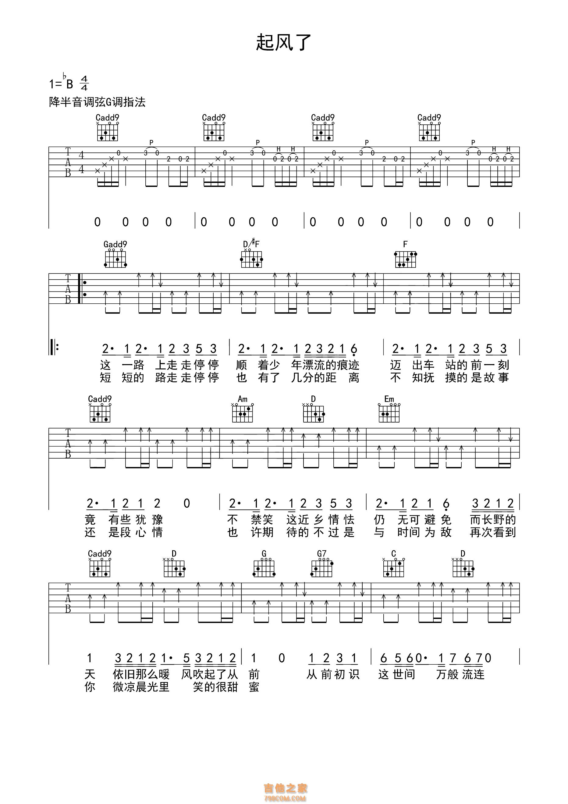 起风了吉他谱·《起风了》六线谱