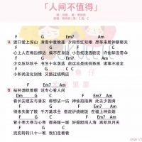 人间不值得吉他谱·黄诗扶《人间不值得》txt吉他谱