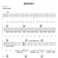 哪里都是你吉他谱·周杰伦《哪里都是你》吉他谱C调
