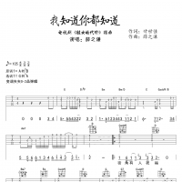 薛之谦 我知道你都知道吉他谱 电视剧《胜女的代价》插曲