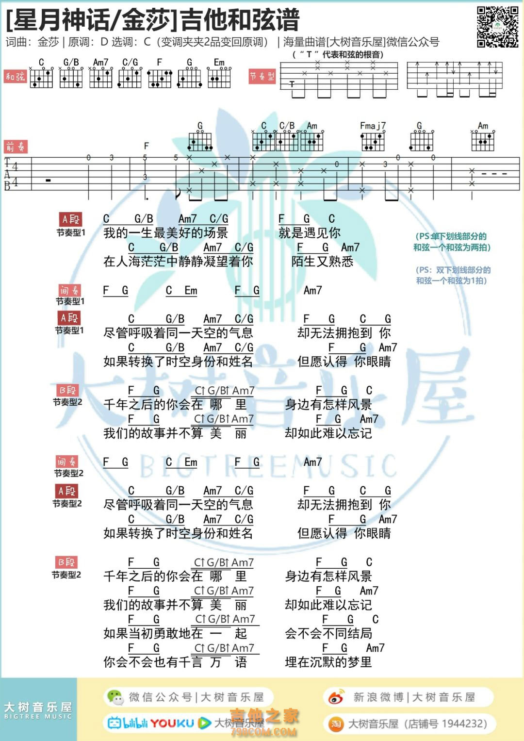 金莎 星月神话吉他谱 金莎 星月神话吉他谱