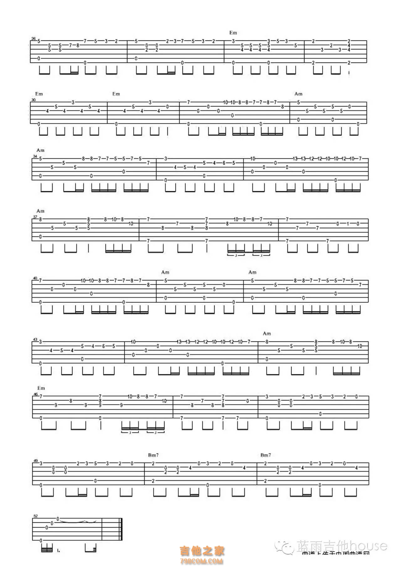 Richard Clayderman《秋日的私语》吉他谱_C调简单版_弹唱_六线谱-吉他客