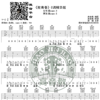 王菲《致青春》吉他谱C调精华版 高音教编配 猴哥吉他教学