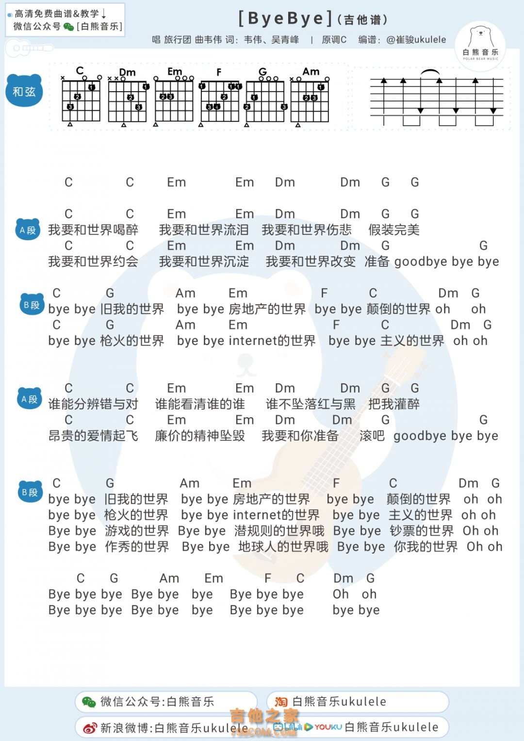 旅行团偏原版弹唱谱《永远都会在》吉他谱 - 中级六线谱 - 选调编配G调 - 变调夹Capo=3 - 易谱库