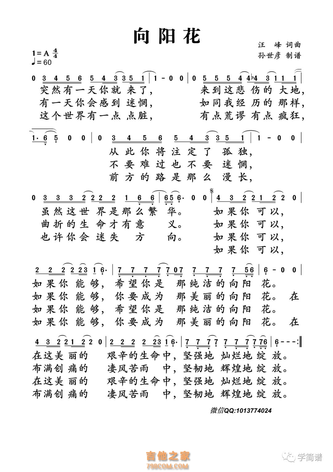 汪峰吉他谱【北京北京】六线谱C调版-吉他曲谱 - 乐器学习网