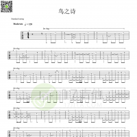 【鸟之诗吉他谱】Air《鸟之诗》指弹吉他谱