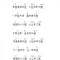 [火红的萨日朗吉他谱·抖音热曲]火红的萨日朗吉他谱
