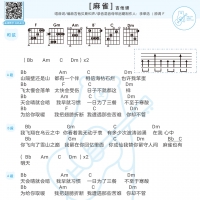 李荣浩《麻雀》F调吉他和弦谱【白熊音乐】
