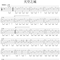 动漫天空之城吉他谱 简单单音版【乐事吉他】