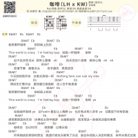 鹿晗/吴亦凡《咖啡 (LH x KW)》 吉他谱及歌词【白熊音乐】