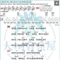 [喜欢你吉他谱]喜欢你吉他和弦谱及歌词 陈洁仪 大树音乐屋