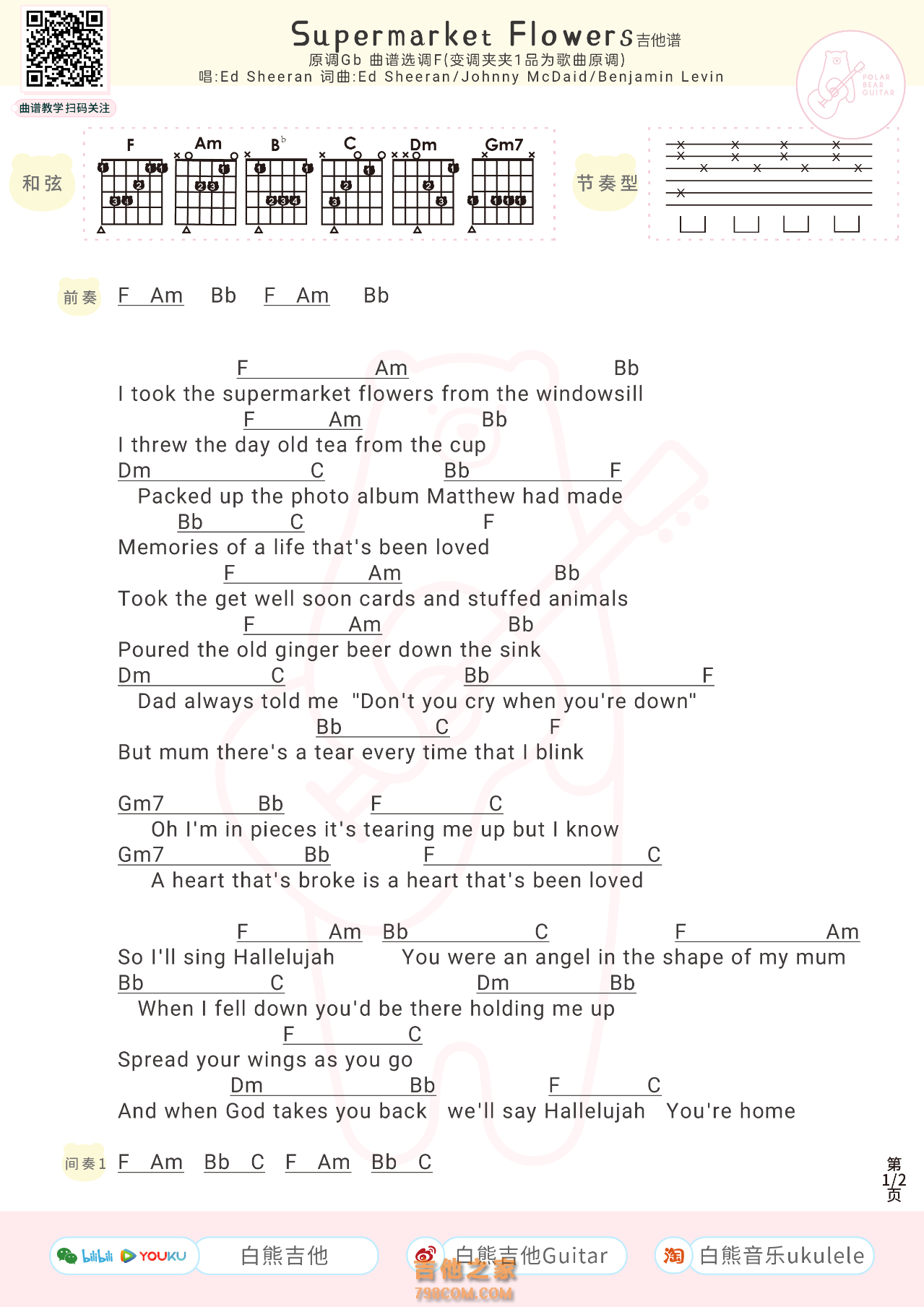 Ed Sheeran《Supermarket Flowers》吉他谱