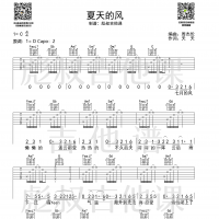 温岚—《夏天的风》C调弹唱六线谱 彪叔吉他课制谱