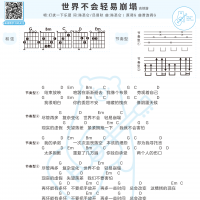 打扰一下乐团《世界不会轻易崩塌》吉他和弦谱及歌词 白熊音乐 ...