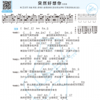 [男生版]五月天 突然好想你和弦吉他谱  白熊音乐