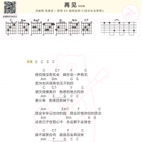 [女生版]张震岳《再见》和弦弹唱吉他谱 白熊音乐