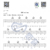 醉乡民谣《500 Miles》吉他谱  悠音