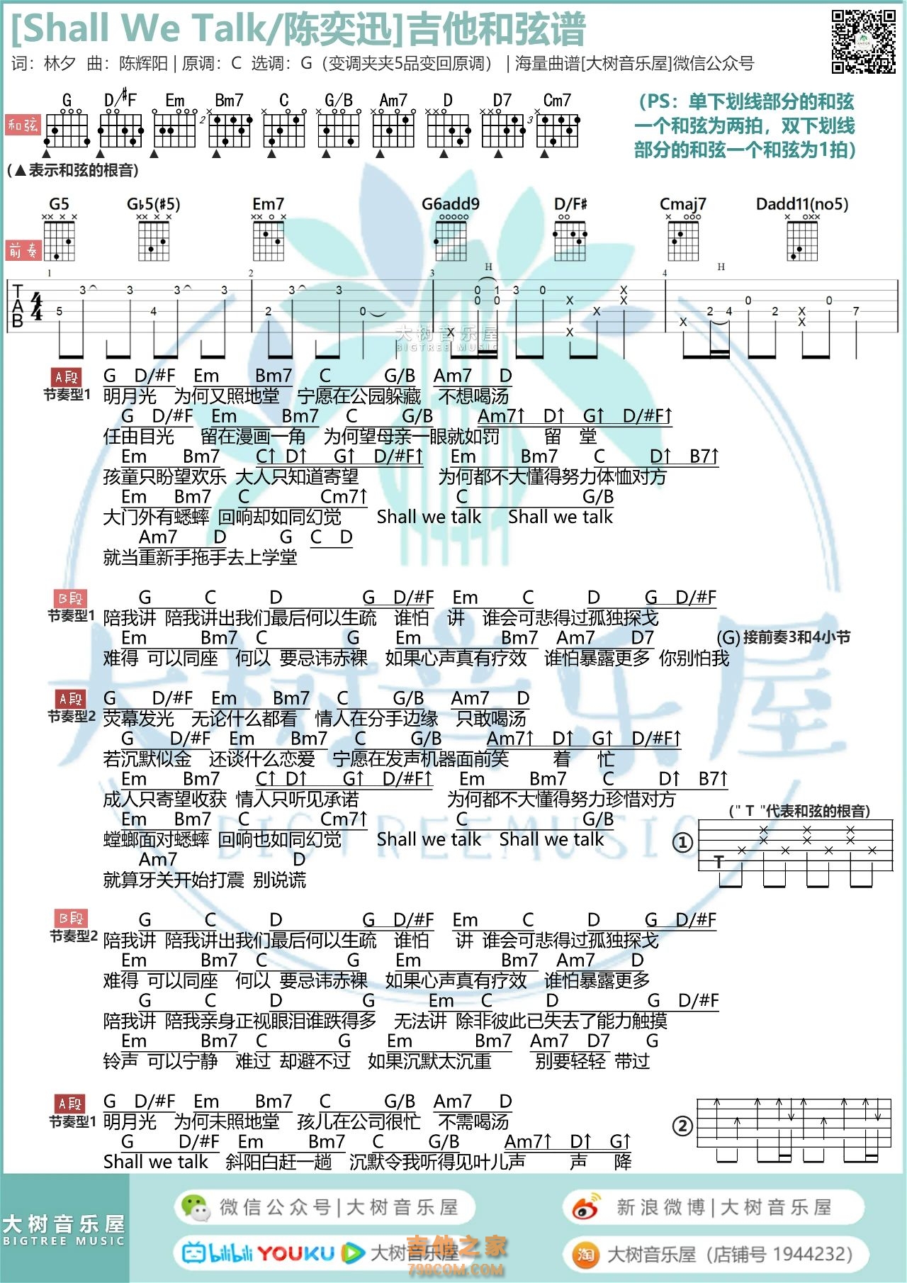 吉他源-陈奕迅《十年》吉他谱-考级版吉他弹唱谱-G调六线谱-吉他源