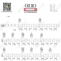 王菲《红豆》吉他弹唱谱 弦木吉他
