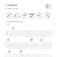 [带前奏]广东爱情故事吉他谱C调和弦版 广东雨神