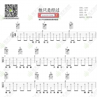 《他只是经过》吉他弹唱谱 弦木吉他