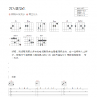 因为遇见你吉他谱和弦版 阿悄 & 朱元冰