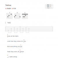 Yellow吉他谱C调和弦版 蔡健雅