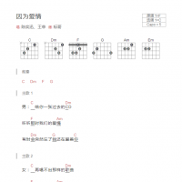 因为爱情吉他谱和弦版 陈奕迅、王菲