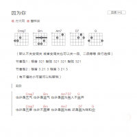 因为你吉他谱G调和弦版 方大同
