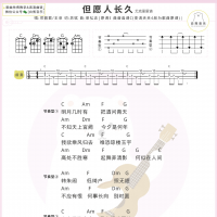 邓丽君/王菲《但愿人长久》尤克里里弹唱谱C调 白熊音乐