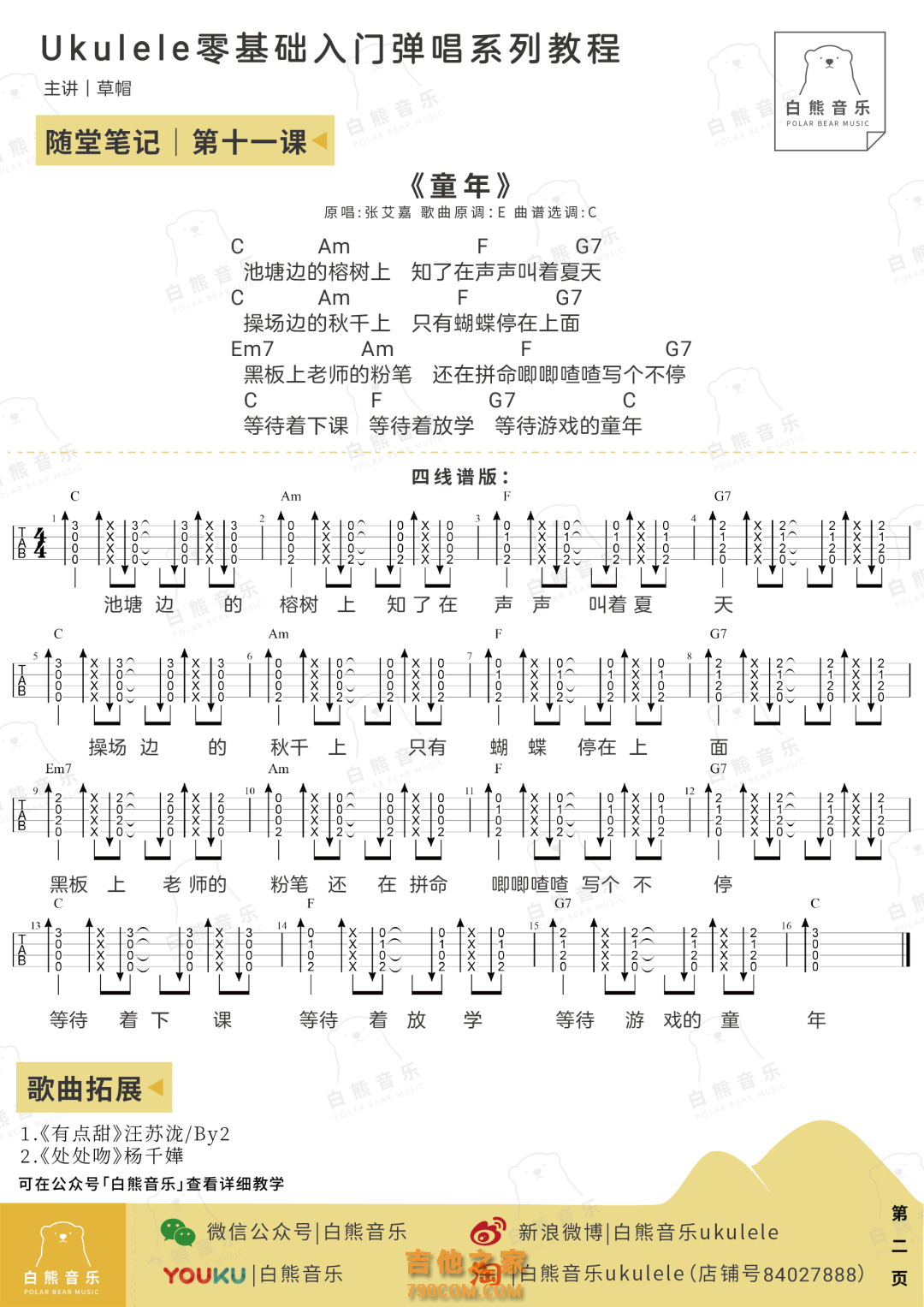 吉他常用扫弦节奏型-吉他入门 - 乐器学习网