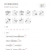 你不是真正的快乐吉他谱F调和弦版 五月天