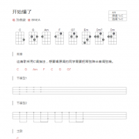 开始懂了尤克里里谱C调和弦简单版  孙燕姿
