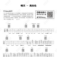 [女生版]周杰伦《晴天》吉他弹唱谱 Nancy南音吉他