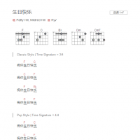 生日快乐吉他谱F调和弦版