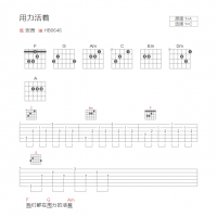 用力活着吉他谱和弦版 张茜