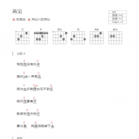 再见吉他谱和弦版 张震岳