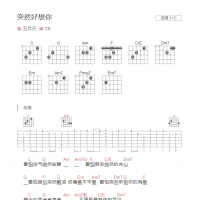 突然好想你吉他谱C调和弦版 五月天