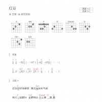 红豆吉他谱C调和弦版 王菲