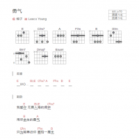 勇气吉他谱E调和弦版 棉子