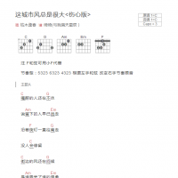 [伤心版]这城市风总是很大吉他谱C调和弦版 枯木逢春