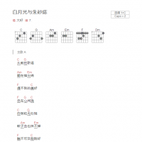 白月光与朱砂痣吉他谱C调和弦版 大籽