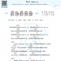 蒋小呢《for ya》吉他弹唱谱 白熊音乐