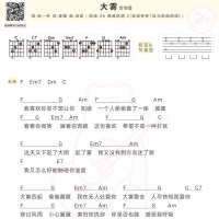 张一乔《大雾》吉他弹唱谱 白熊音乐