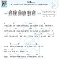 王靖雯不胖《沦陷》吉他弹唱谱 白熊音乐